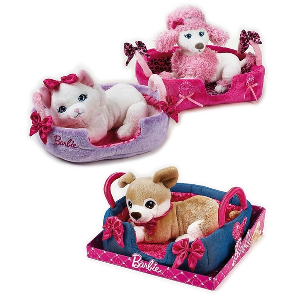 Jucarie din plus Animal companie Barbie cu pat 20 cm