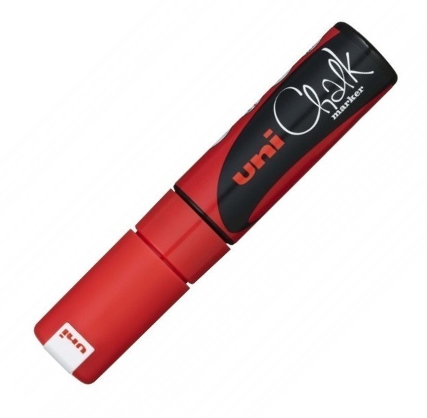 Marker cu creta lichida rosu fluorescent Uni-ball Chalk PWE-8K