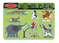 Melissa & Doug - Puzzle de lemn cu sunete Animale de la Zoo